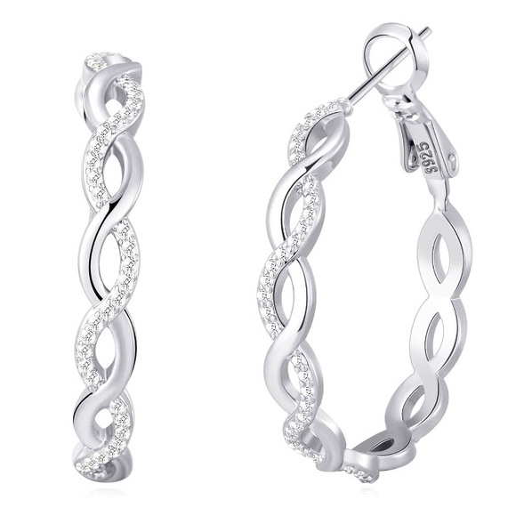 Jewelry - 🌹🆕 925 Sterling Silver cubic zirconia CZ Twisted Hoop Earrings Christmas gift